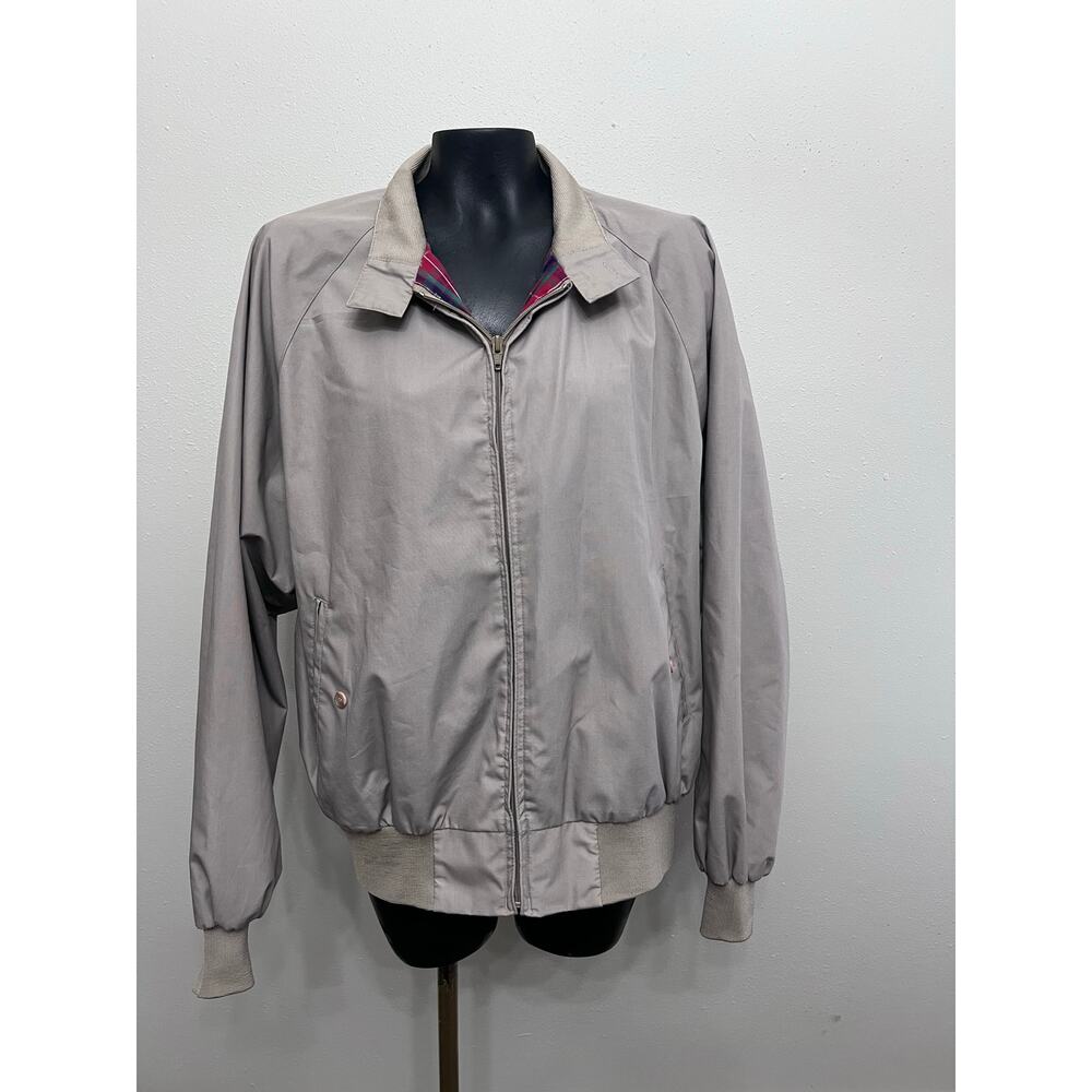 Vintage Field & Stream Jacket Mens XL Tan Gray Plaid Lined Harrington Coat 90s